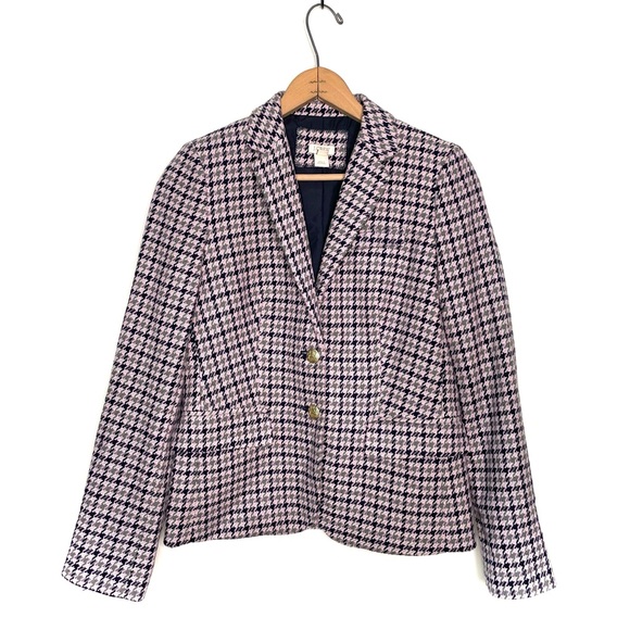 J. Crew Jackets & Blazers - J. Crew | Purple and Blue Houndstooth Blazer Size 2